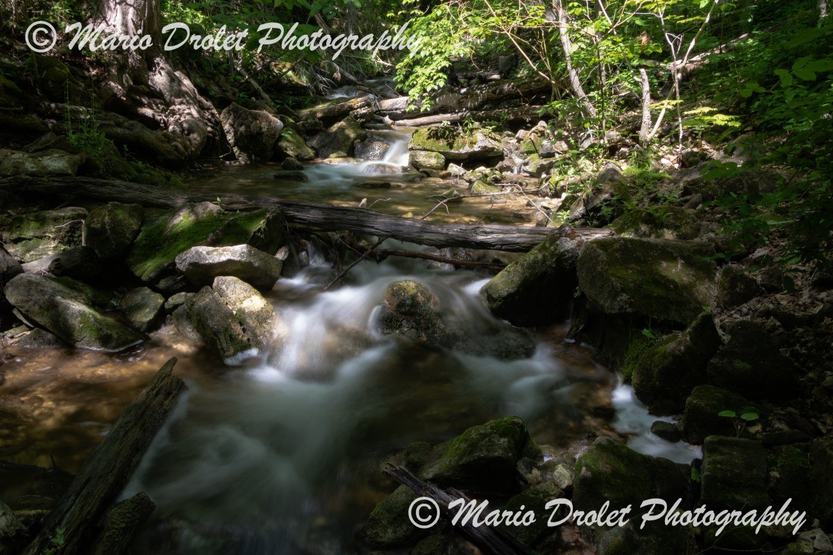 Small water fall in a creek captured at low shutter speed