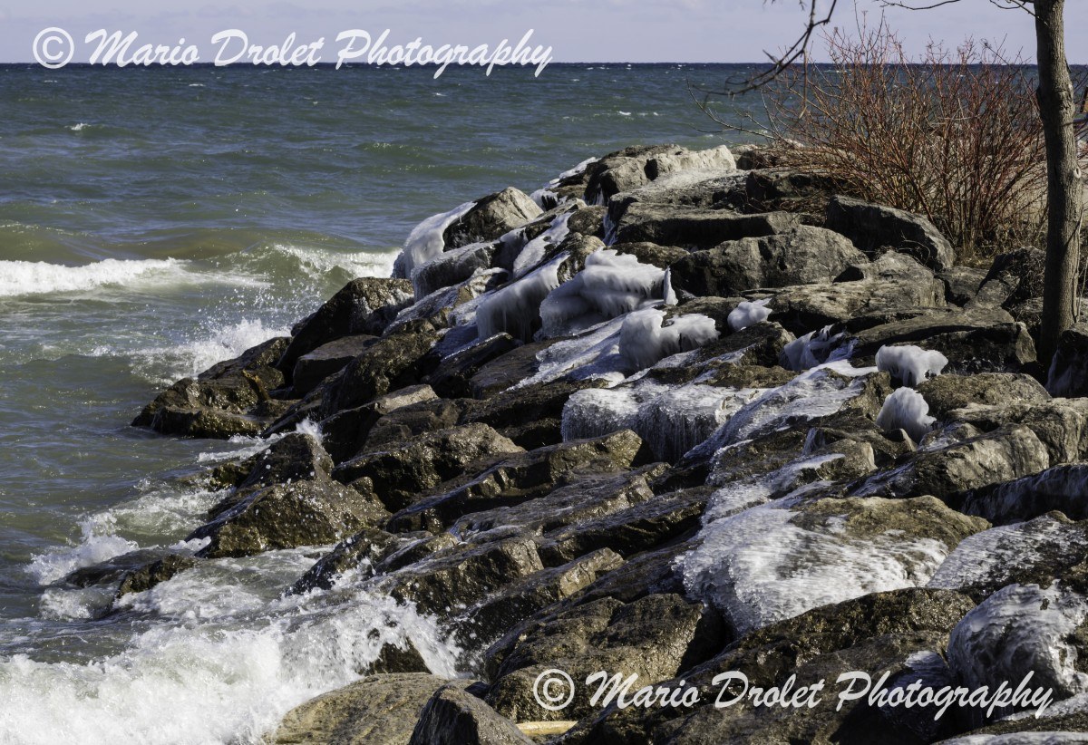 Ice forming on rocks