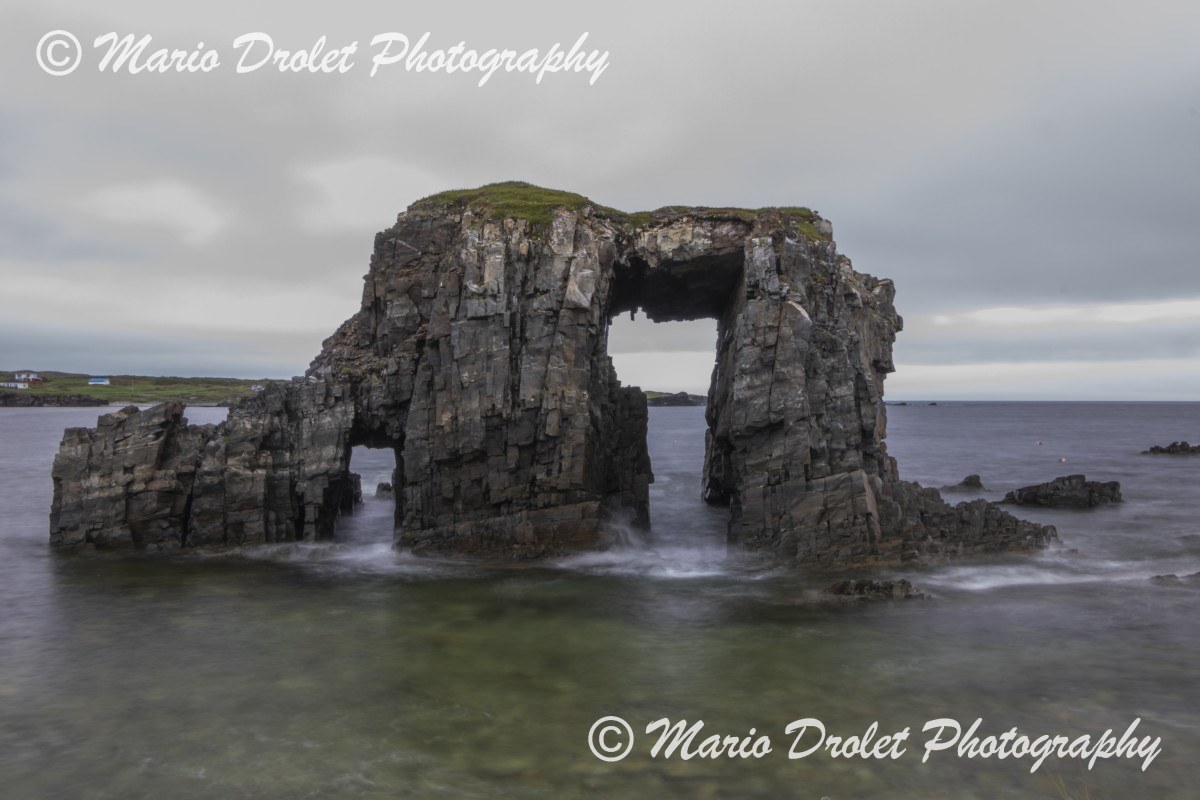 Long exposure photo of Arch Roch in Catalina, Newfoundland